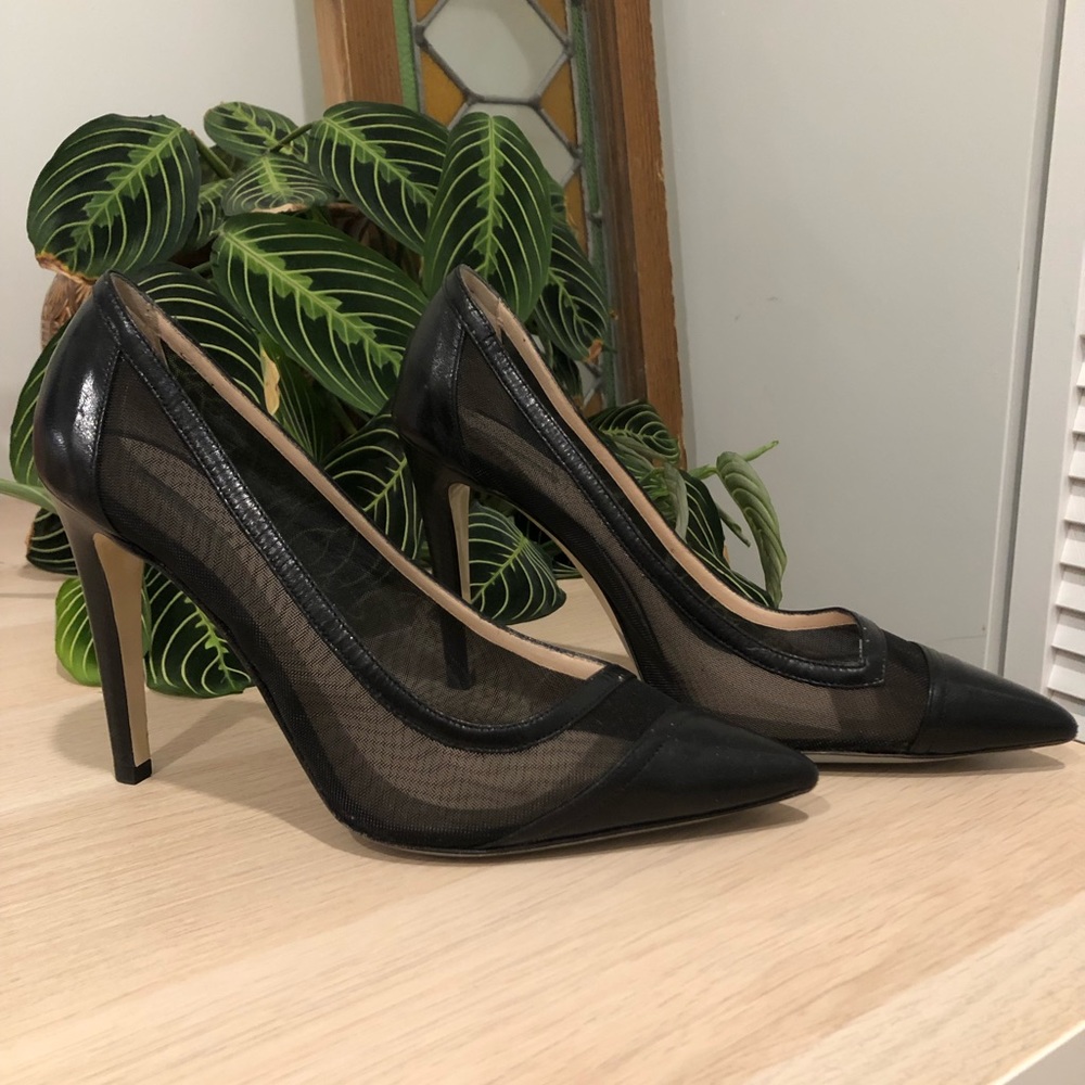 🖤 Giorgio Armani Black Leather & Mesh Stilettos | Made in Italy | Size 36.5 - Picture 2 of 8